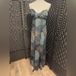 Hypnotik peacock pattern Paisley Maxi staples Dress. Sz L